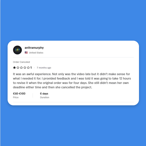 Fiverr 1 Star Review